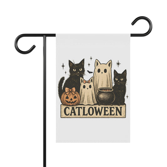 Cute Cat and Ghost Halloween Garden Banner, Seasonal Decor, Pet Lover Gift, Outdoor Decoration, Fall Home Accent