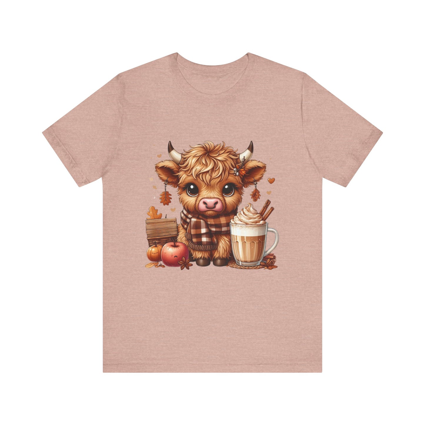 Cute Fall Highland Cow Tee Coffee Latte Pumpkins Apples T-Shirt Halloween Boho Vibes Fall Vibes Great Gift For Friend
