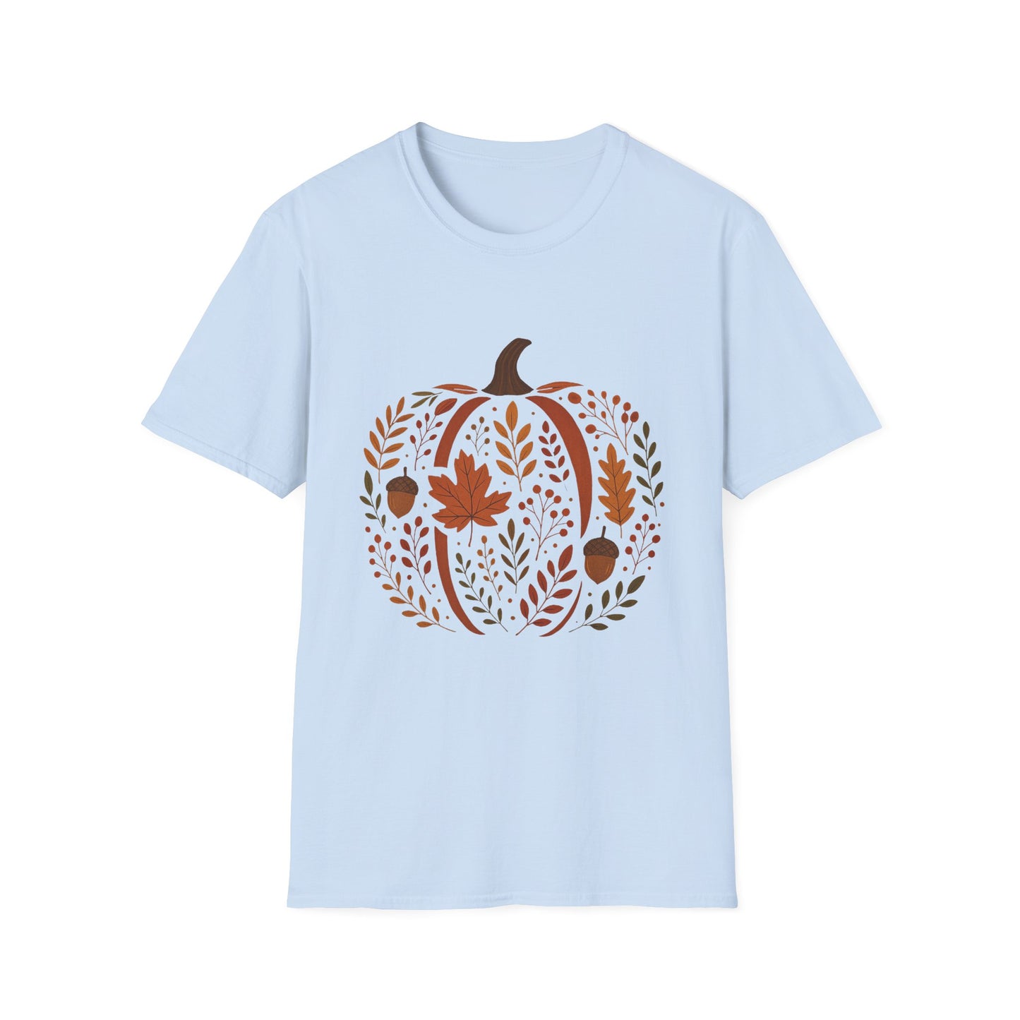 Chinoiserie Pumpkin T-Shirt, Fall Leaves Tee, Autumn Shirt, Halloween Top, Thanksgiving Gift, Unisex Softstyle