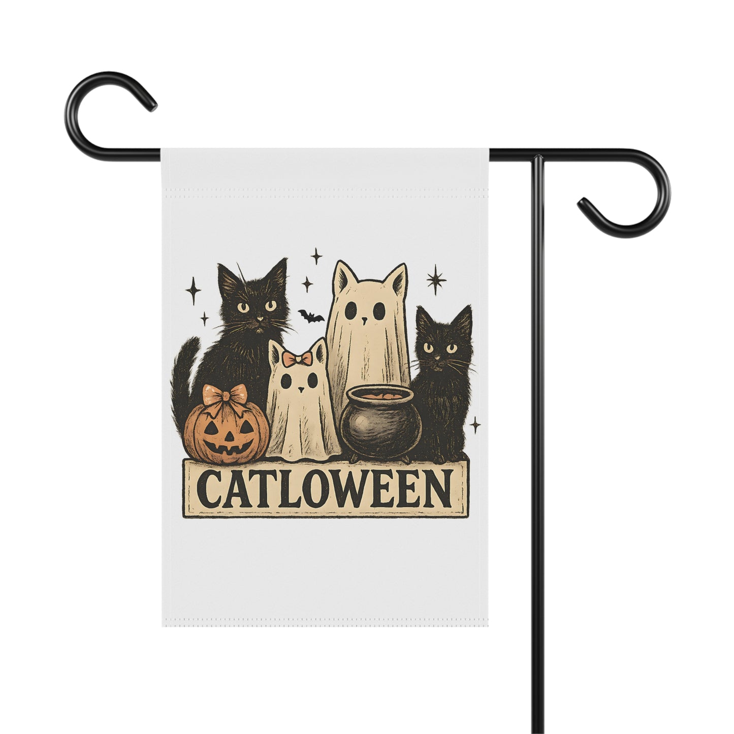 Cute Cat and Ghost Halloween Garden Banner, Seasonal Decor, Pet Lover Gift, Outdoor Decoration, Fall Home Accent