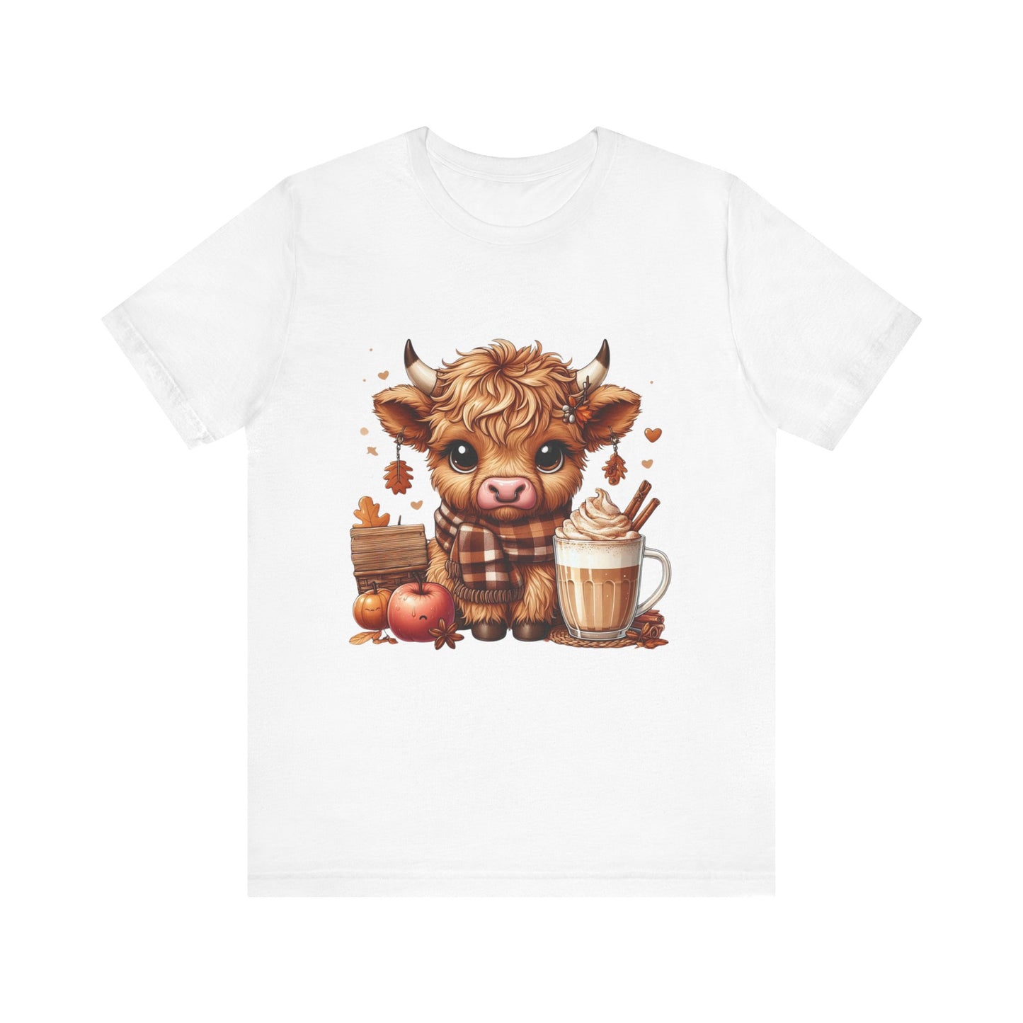 Cute Fall Highland Cow Tee Coffee Latte Pumpkins Apples T-Shirt Halloween Boho Vibes Fall Vibes Great Gift For Friend