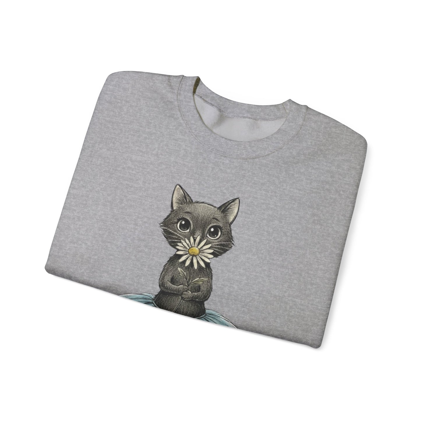 Ballerina Cat Holding A Daisy Unisex Heavy Blend™ Crewneck Sweatshirt