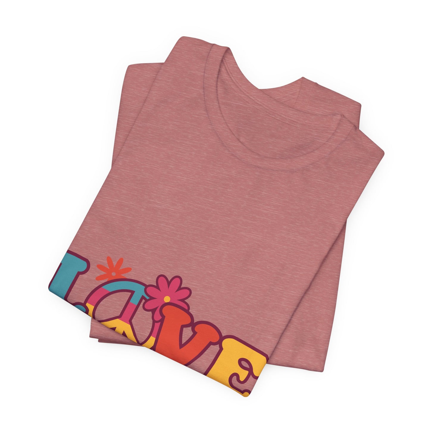 Love Retro Floral Tee — Peace Sign & Smiley Graphic T-Shirt