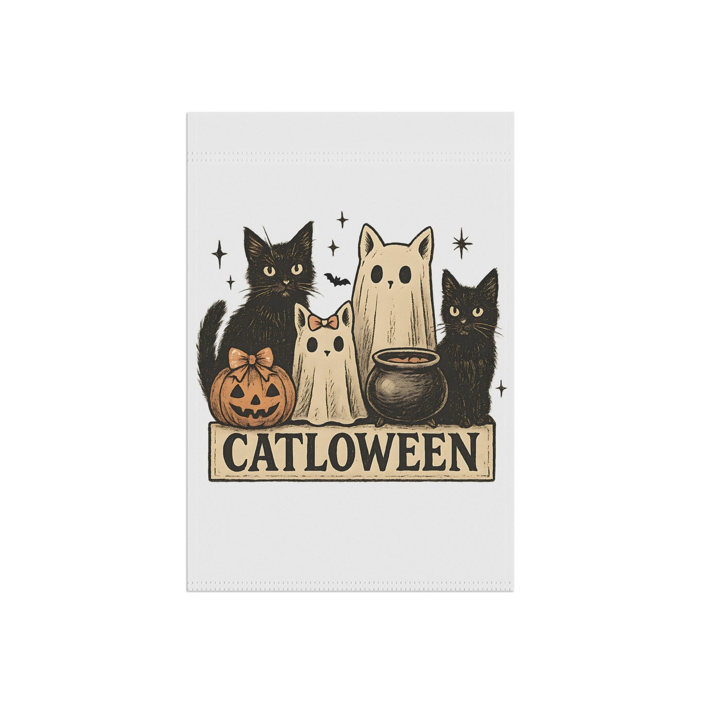 Cute Cat and Ghost Halloween Garden Banner, Seasonal Decor, Pet Lover Gift, Outdoor Decoration, Fall Home Accent
