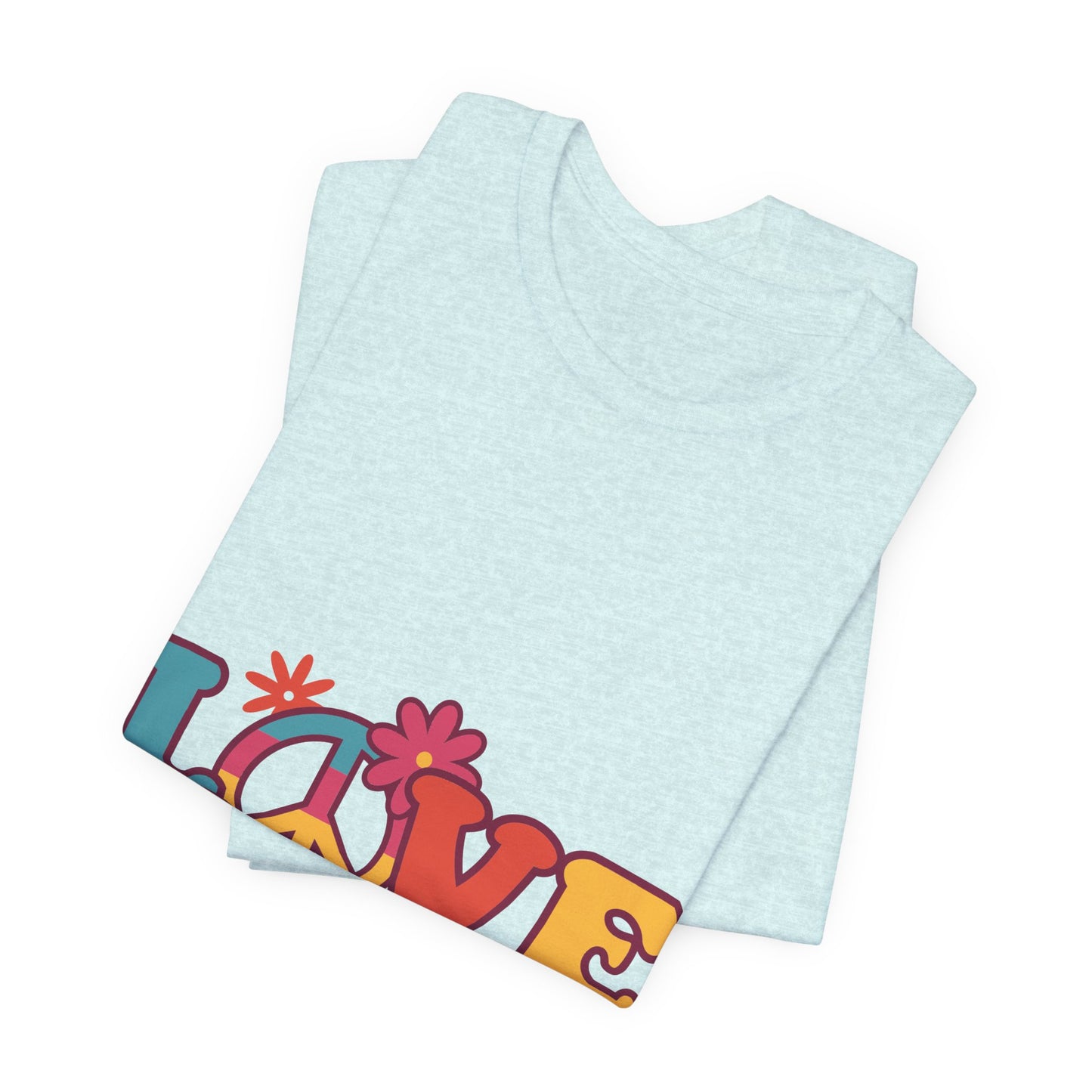 Love Retro Floral Tee — Peace Sign & Smiley Graphic T-Shirt