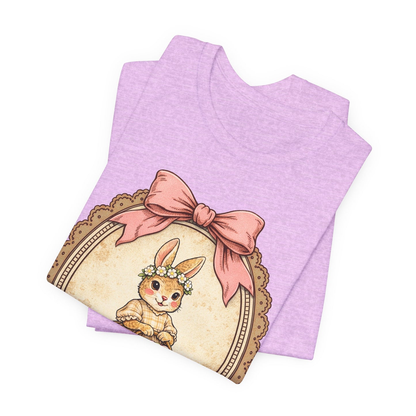 Easter Bunny Vintage Frame Tee — Cute Bunny with Basket Graphic