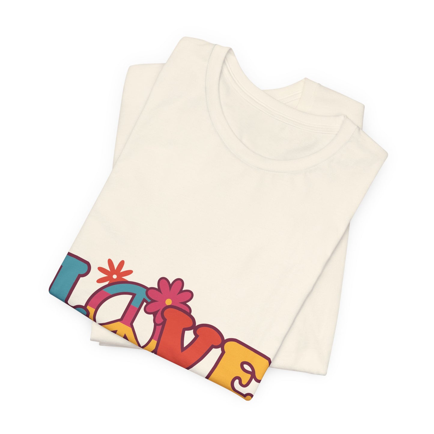 Love Retro Floral Tee — Peace Sign & Smiley Graphic T-Shirt