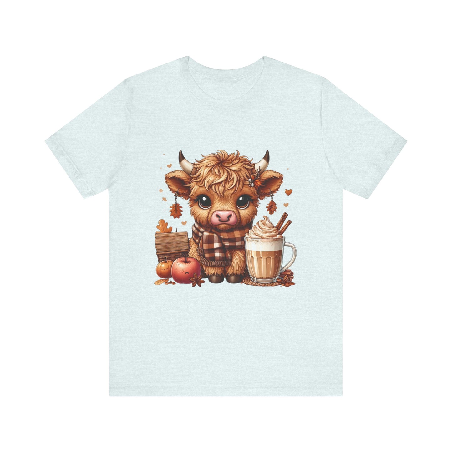 Cute Fall Highland Cow Tee Coffee Latte Pumpkins Apples T-Shirt Halloween Boho Vibes Fall Vibes Great Gift For Friend