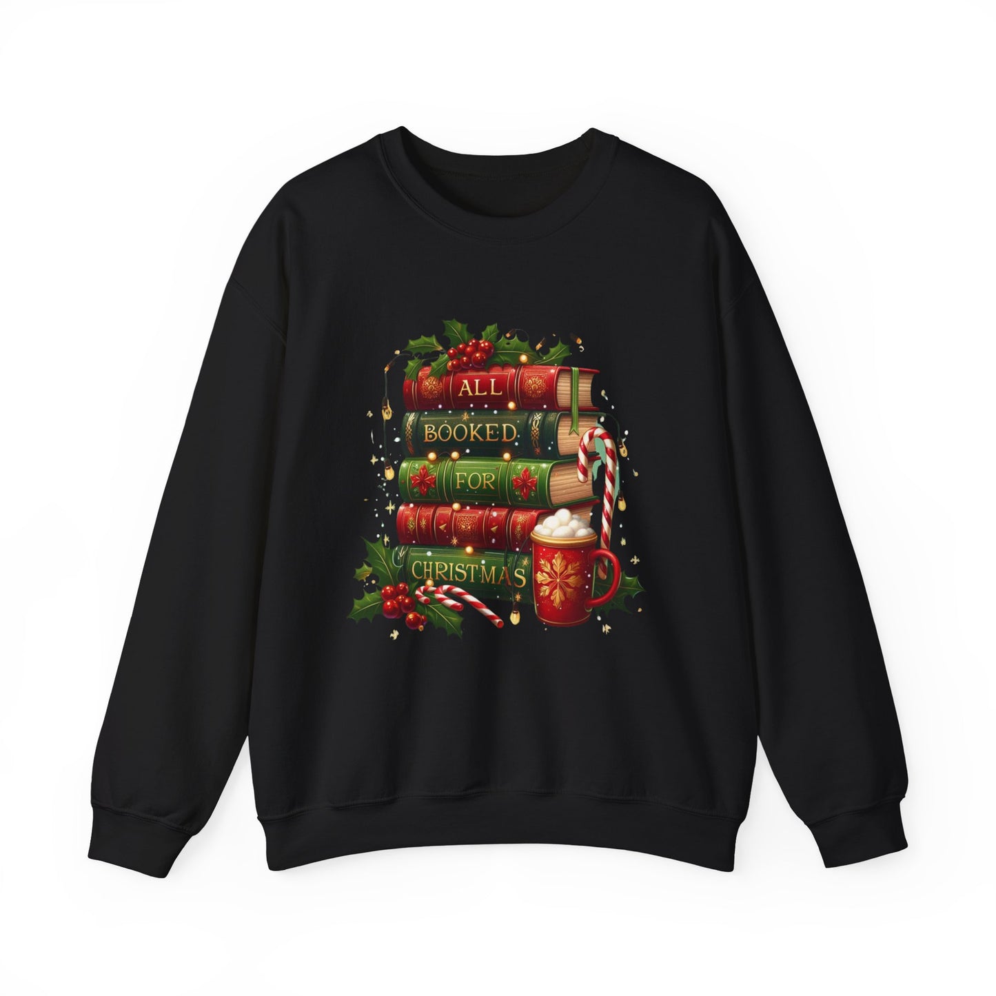 Cozy Holiday Sweatshirt, Christmas Gift for Book Lovers, Festive Crewneck, All Booked for Christmas, Winter Wardrobe Essential
