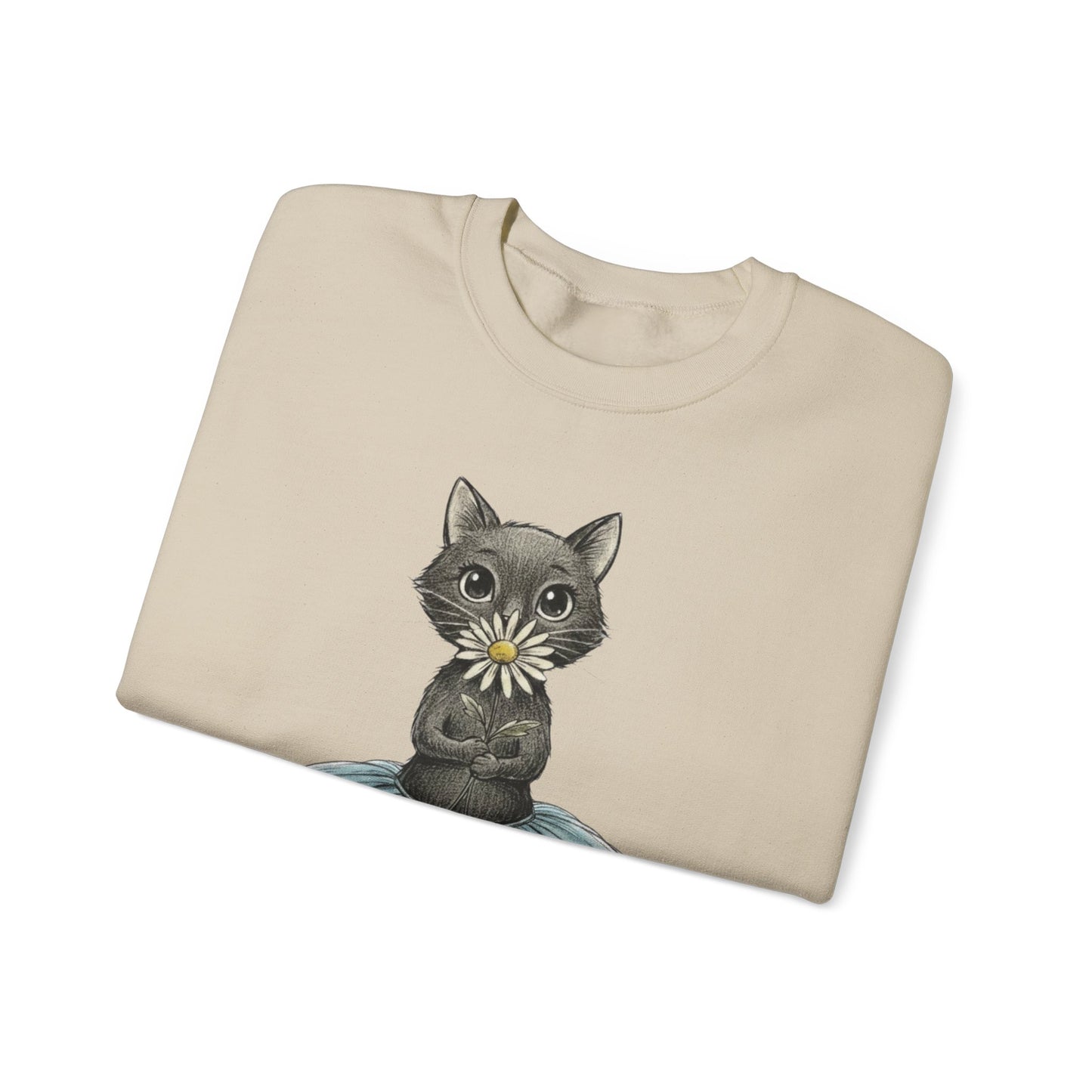 Ballerina Cat Holding A Daisy Unisex Heavy Blend™ Crewneck Sweatshirt