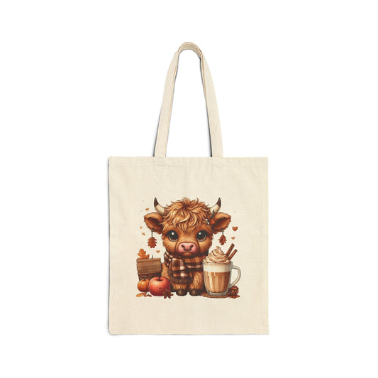 Adorable Cow Print Cotton Canvas Tote Bag, Farmhouse Style, Cute Animal Lover Gift, Eco-Friendly Shopping Bag, Fall Harvest Decor