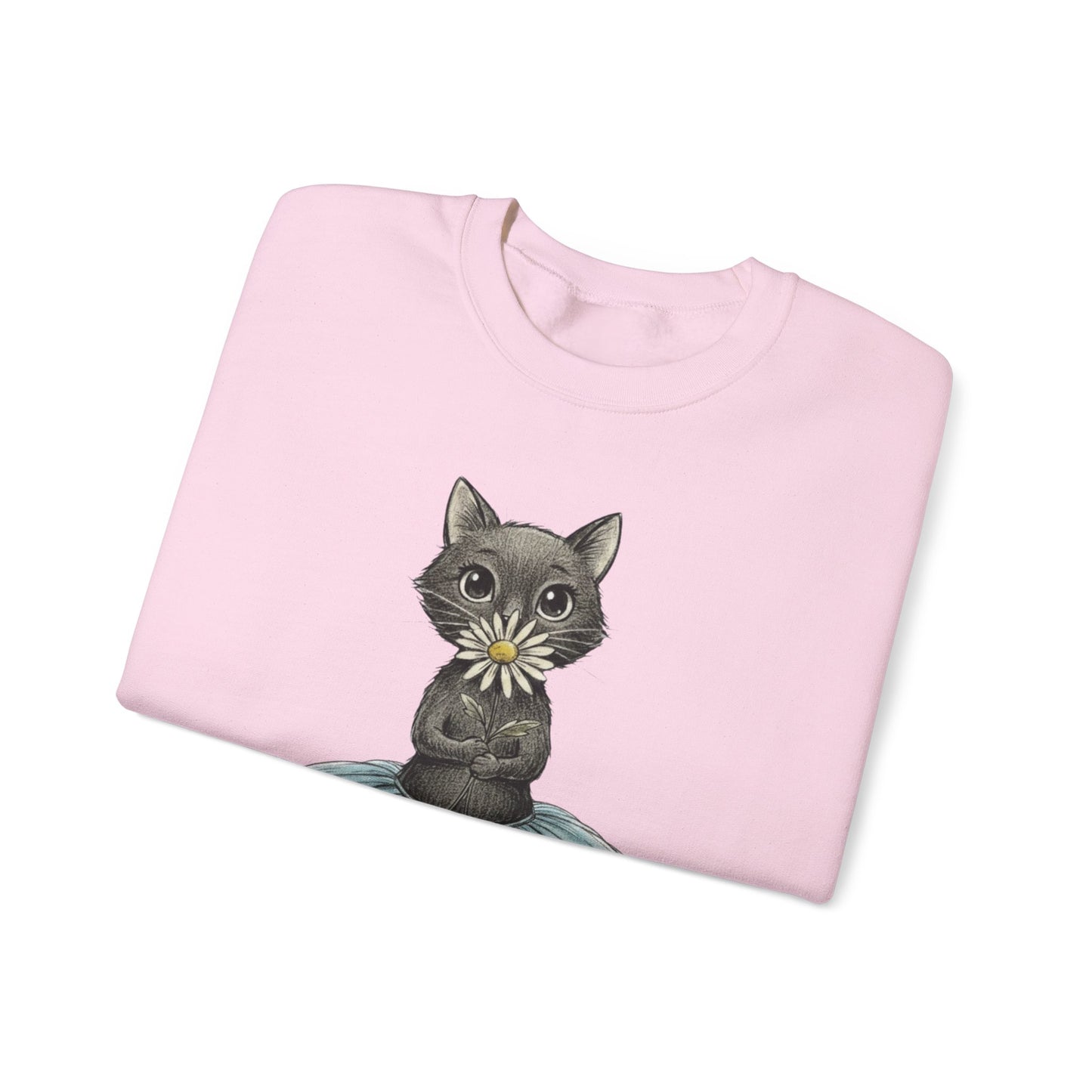 Ballerina Cat Holding A Daisy Unisex Heavy Blend™ Crewneck Sweatshirt
