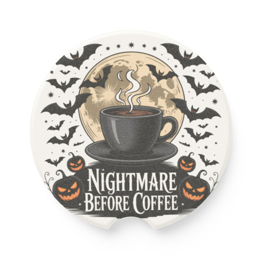 Halloween Coffee Coaster, Car Coaster for Witch Lovers, Nightmare Before Coffee Decor, Spooky Gifts, Car Accessories
