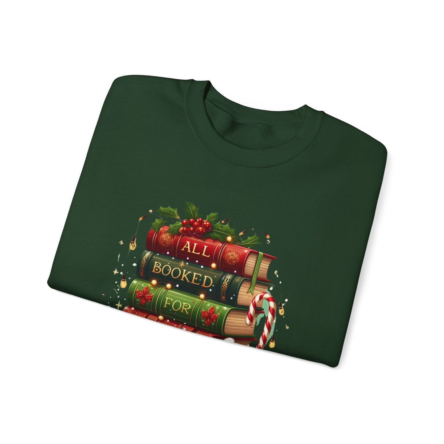 Cozy Holiday Sweatshirt, Christmas Gift for Book Lovers, Festive Crewneck, All Booked for Christmas, Winter Wardrobe Essential