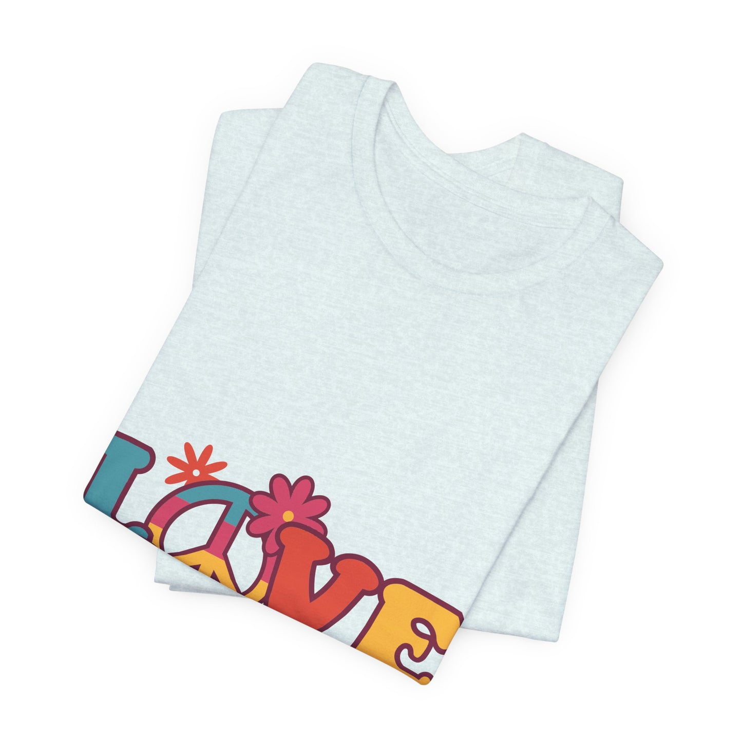 Love Retro Floral Tee — Peace Sign & Smiley Graphic T-Shirt