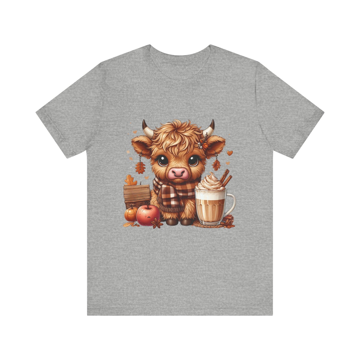 Cute Fall Highland Cow Tee Coffee Latte Pumpkins Apples T-Shirt Halloween Boho Vibes Fall Vibes Great Gift For Friend