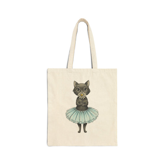 Cat Ballerina Tote — Cute Black Cat in Tutu Canvas Bag