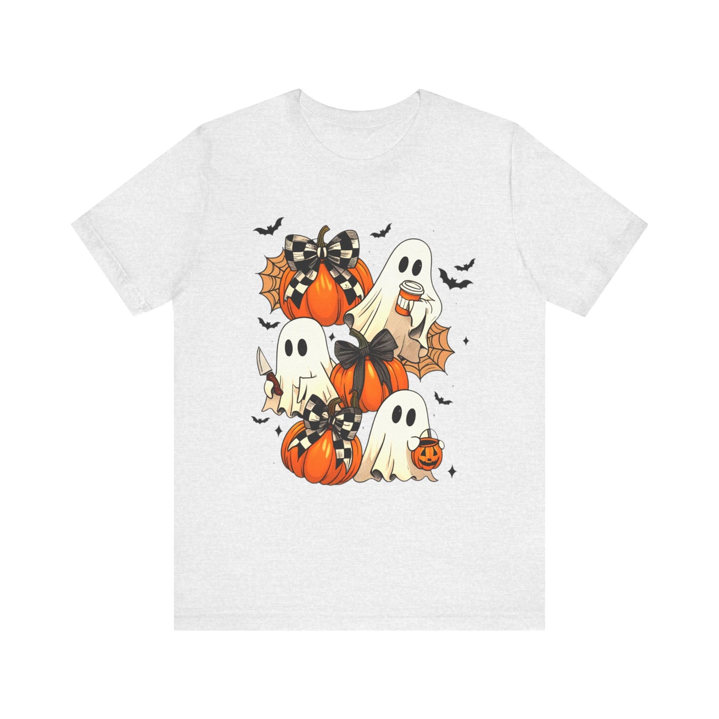 Halloween Pumpkin Tee Coquette Pumpkins and Bats Shirt Fall Witchy Vibes Spooky Bat Graphic Tee, Halloween Spooky Coquette Gift For Friend