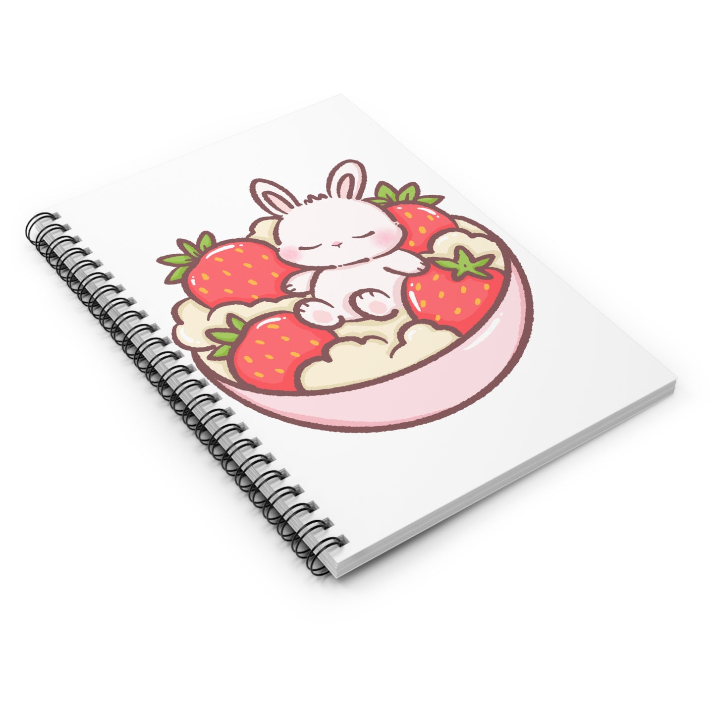 Cute Bunny & Strawberries Spiral Notebook – Ruled Journal for Kids & Kawaii Lovers