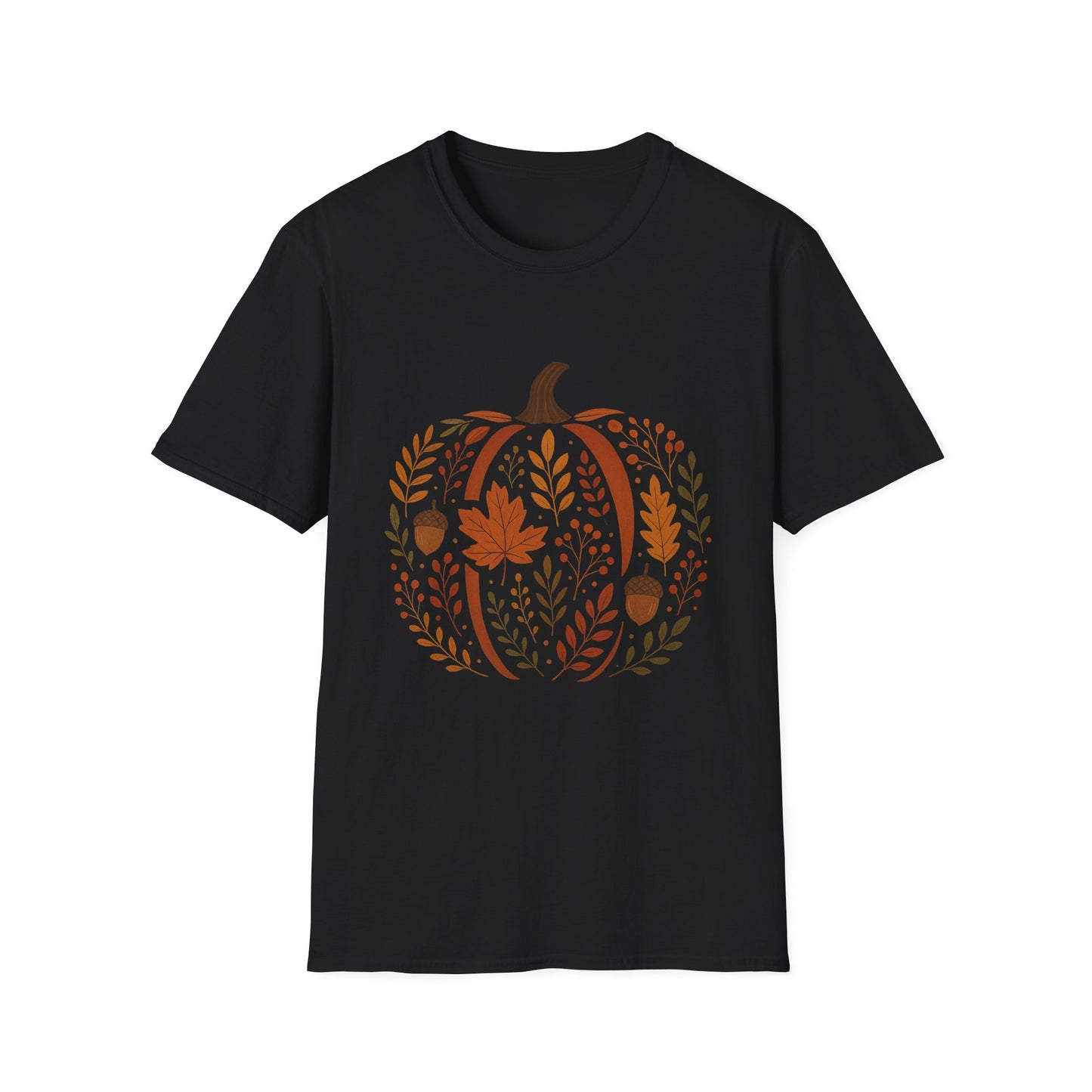 Chinoiserie Pumpkin T-Shirt, Fall Leaves Tee, Autumn Shirt, Halloween Top, Thanksgiving Gift, Unisex Softstyle