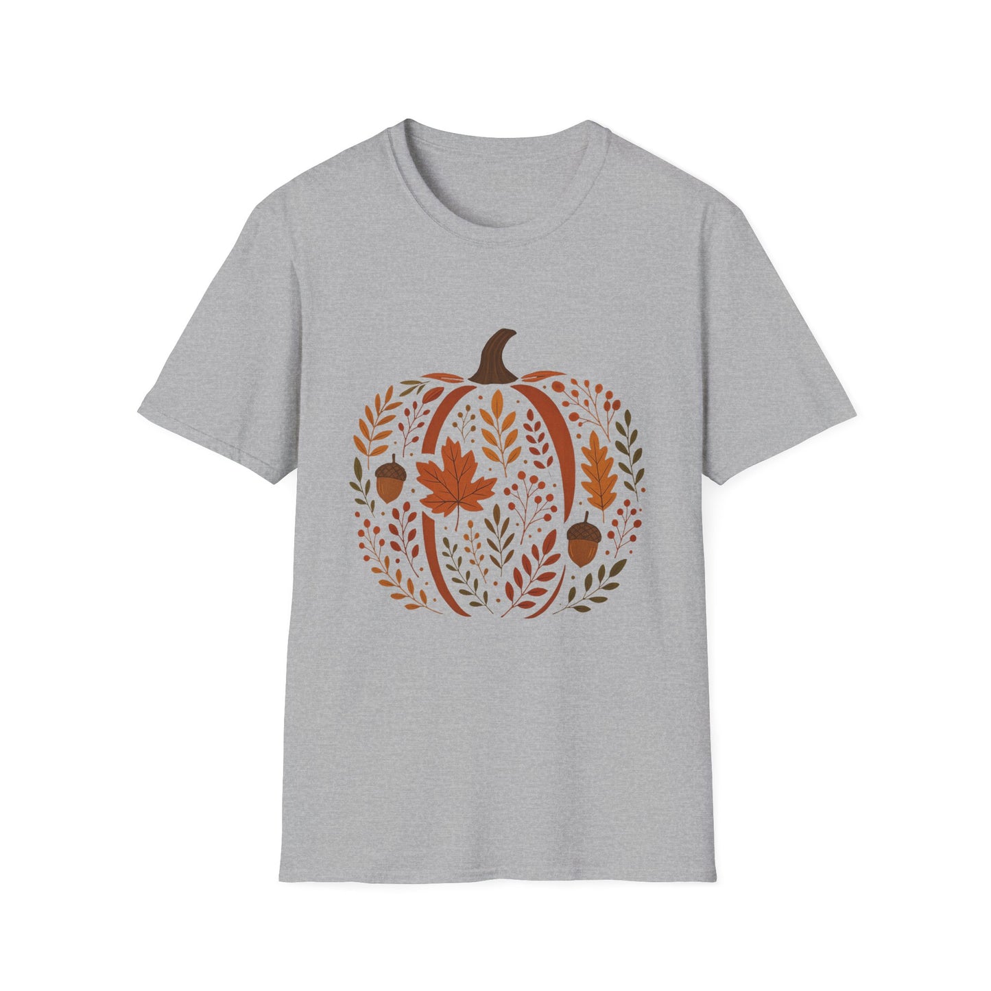 Chinoiserie Pumpkin T-Shirt, Fall Leaves Tee, Autumn Shirt, Halloween Top, Thanksgiving Gift, Unisex Softstyle