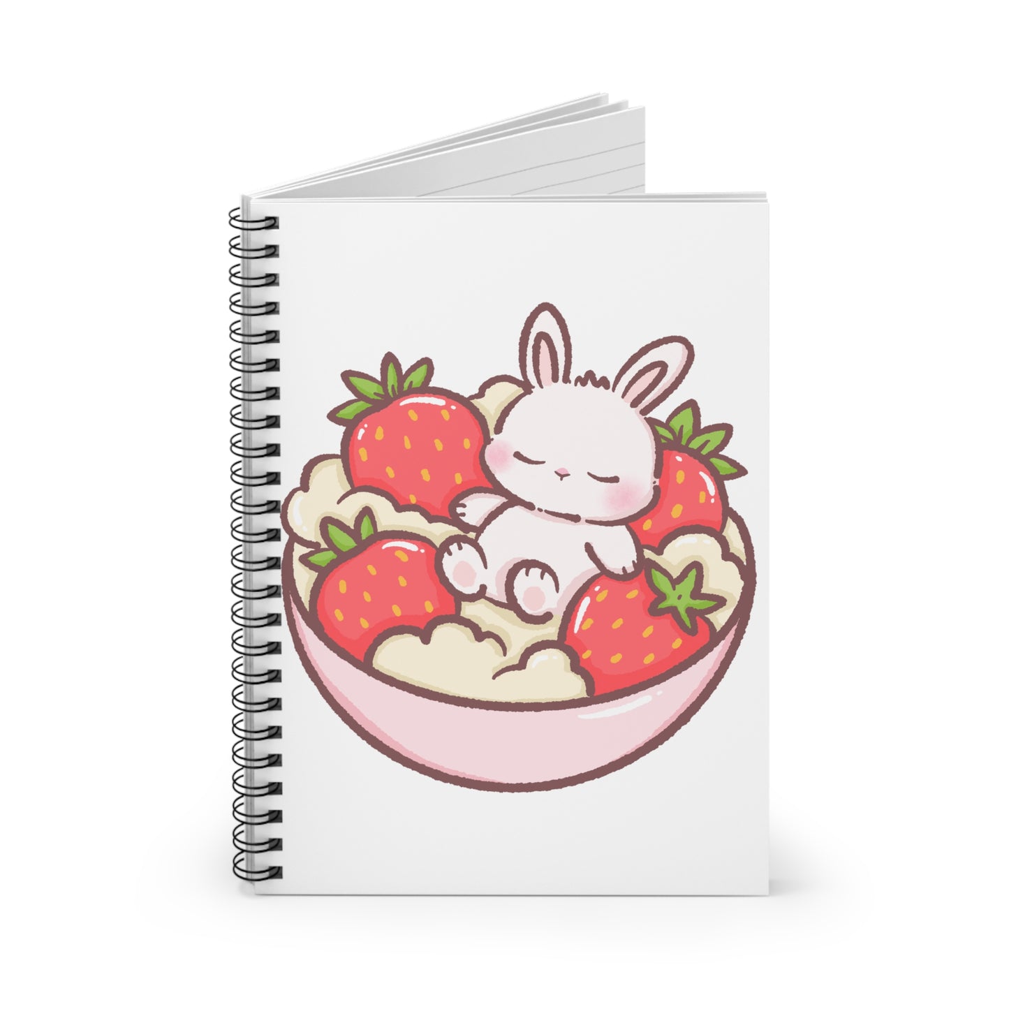 Cute Bunny & Strawberries Spiral Notebook – Ruled Journal for Kids & Kawaii Lovers