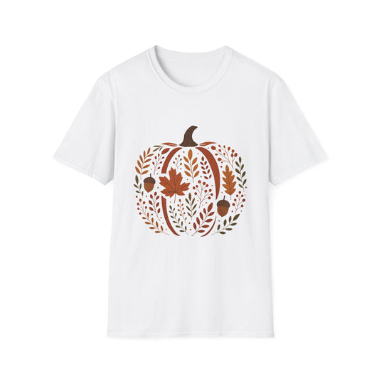 Chinoiserie Pumpkin T-Shirt, Fall Leaves Tee, Autumn Shirt, Halloween Top, Thanksgiving Gift, Unisex Softstyle