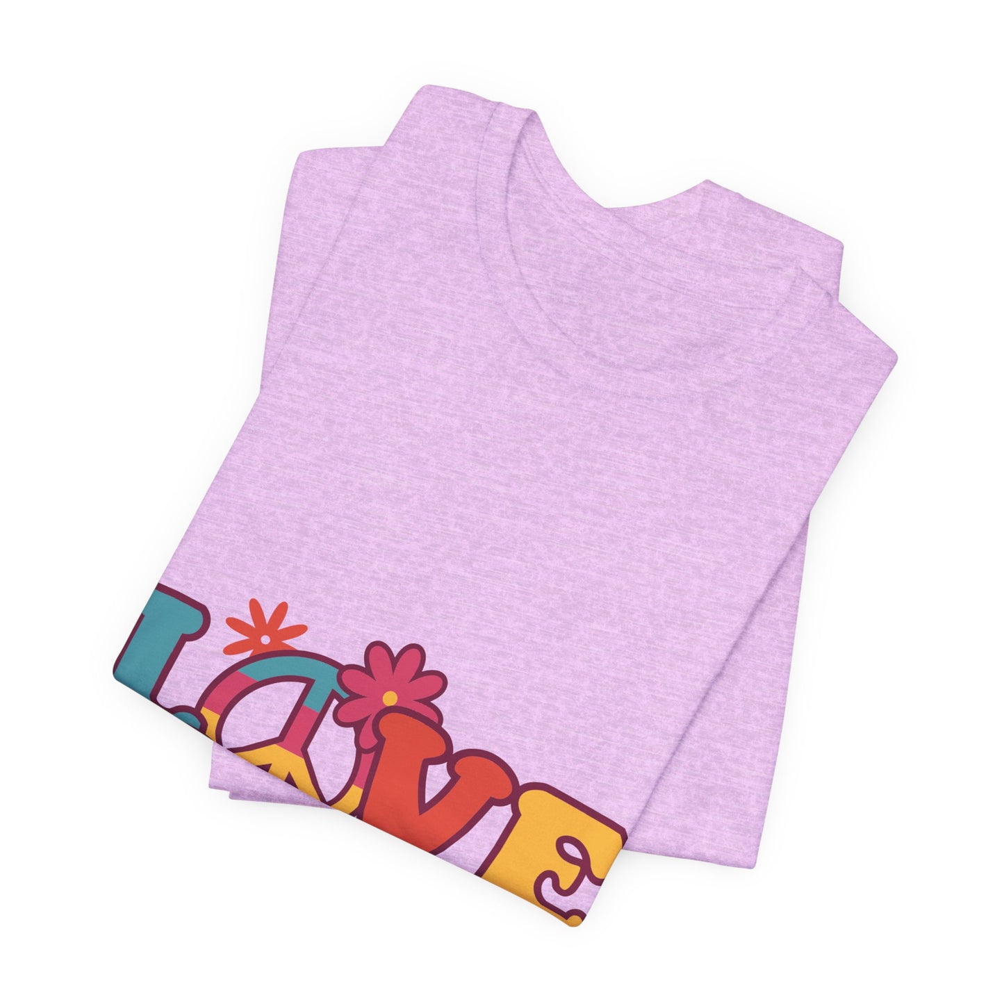 Love Retro Floral Tee — Peace Sign & Smiley Graphic T-Shirt