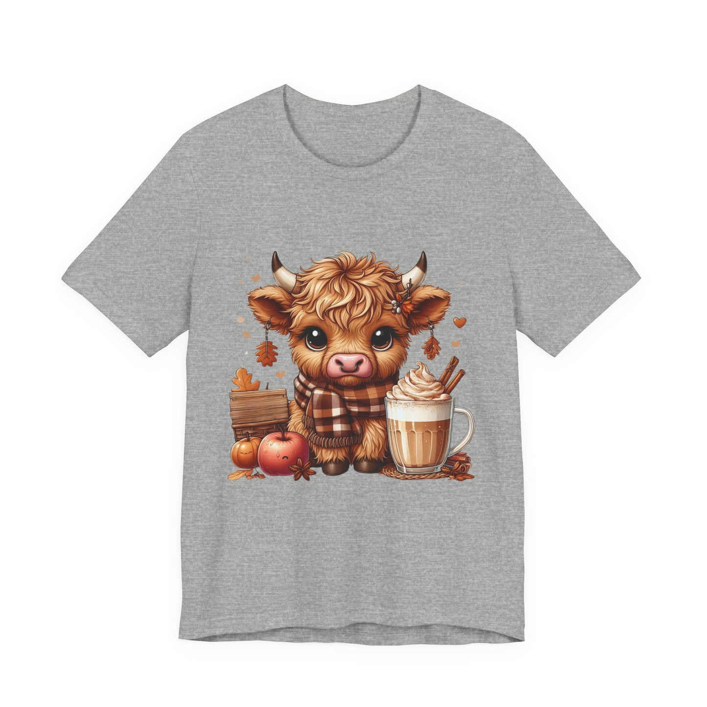 Cute Fall Highland Cow Tee Coffee Latte Pumpkins Apples T-Shirt Halloween Boho Vibes Fall Vibes Great Gift For Friend