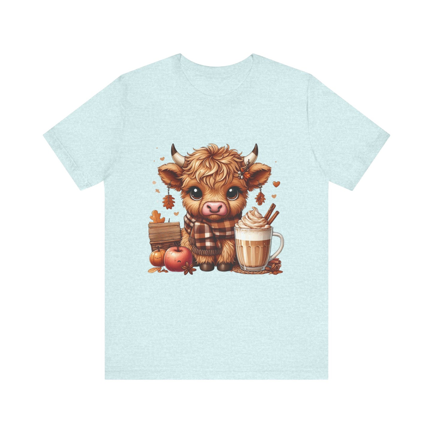 Cute Fall Highland Cow Tee Coffee Latte Pumpkins Apples T-Shirt Halloween Boho Vibes Fall Vibes Great Gift For Friend