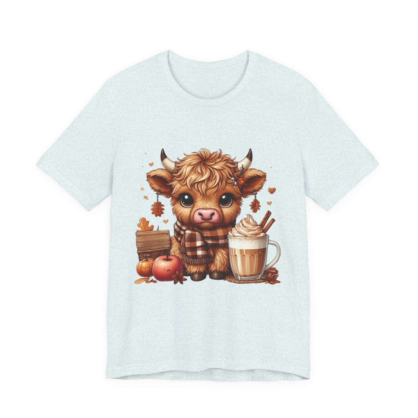 Cute Fall Highland Cow Tee Coffee Latte Pumpkins Apples T-Shirt Halloween Boho Vibes Fall Vibes Great Gift For Friend