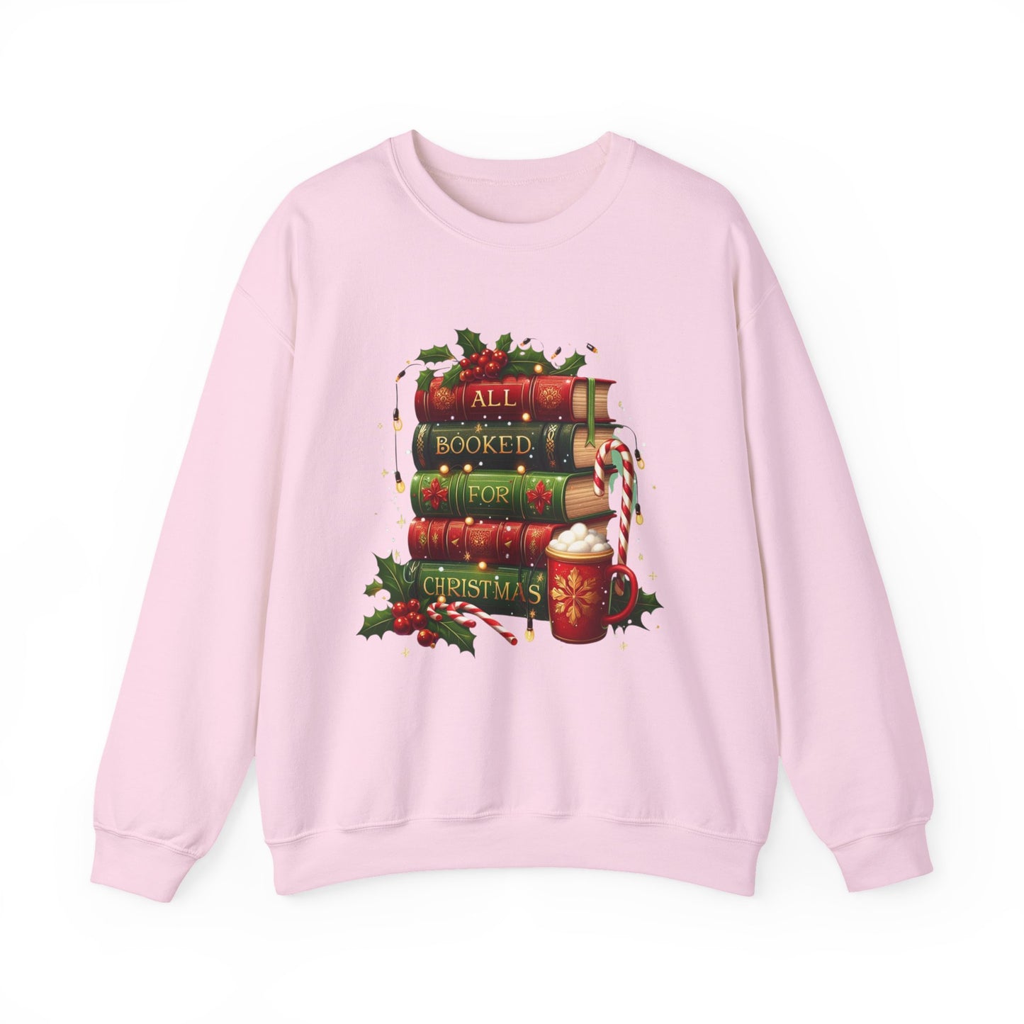 Cozy Holiday Sweatshirt, Christmas Gift for Book Lovers, Festive Crewneck, All Booked for Christmas, Winter Wardrobe Essential