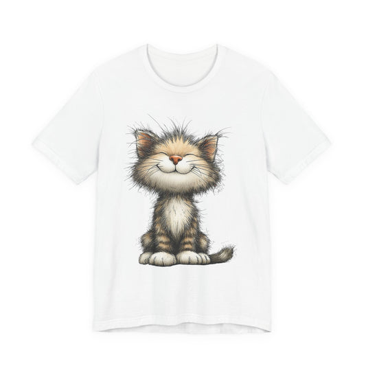 Smiling Tabby Cat T-Shirt — Cute Kitten Graphic Tee for Cat Lovers