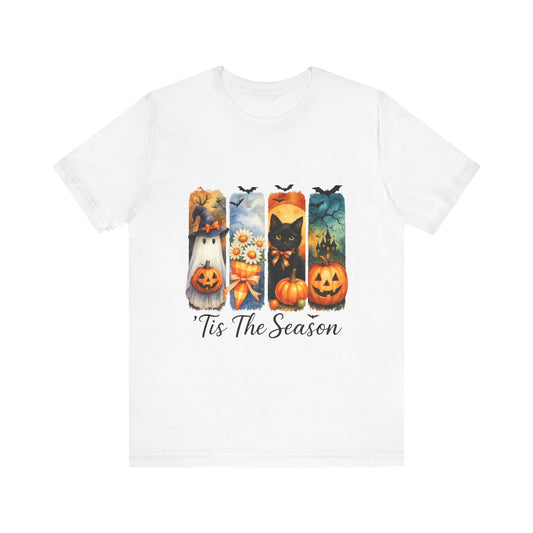 Fall-Themed Unisex Tee, Halloween Shirt, Pumpkin Graphic Tee, Seasonal T-Shirt, Casual Autumn Wear, Comfortable Everyday Top