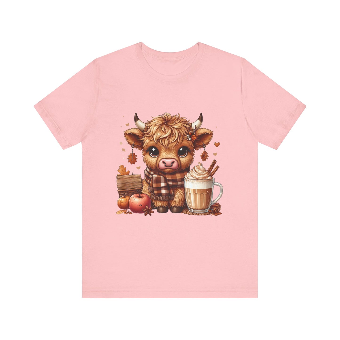 Cute Fall Highland Cow Tee Coffee Latte Pumpkins Apples T-Shirt Halloween Boho Vibes Fall Vibes Great Gift For Friend
