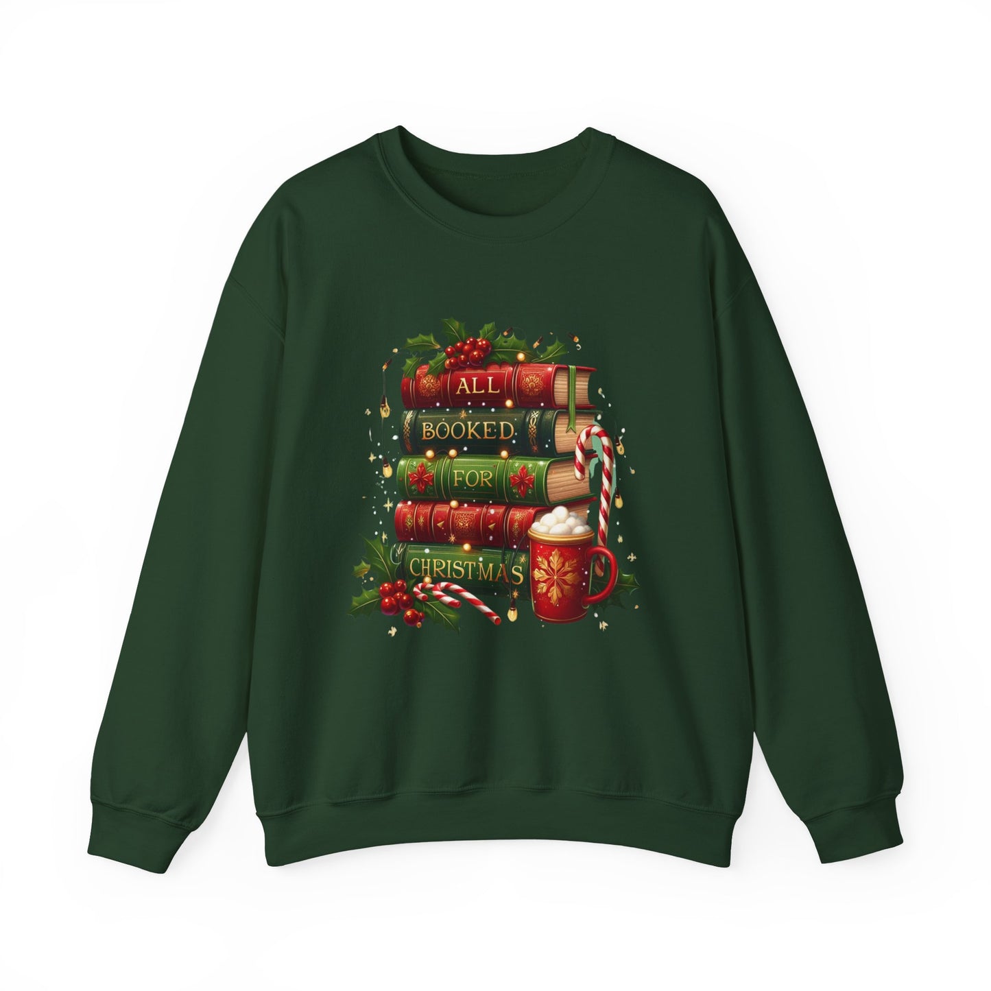 Cozy Holiday Sweatshirt, Christmas Gift for Book Lovers, Festive Crewneck, All Booked for Christmas, Winter Wardrobe Essential