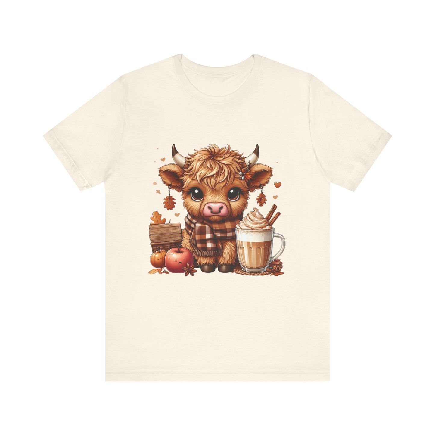 Cute Fall Highland Cow Tee Coffee Latte Pumpkins Apples T-Shirt Halloween Boho Vibes Fall Vibes Great Gift For Friend