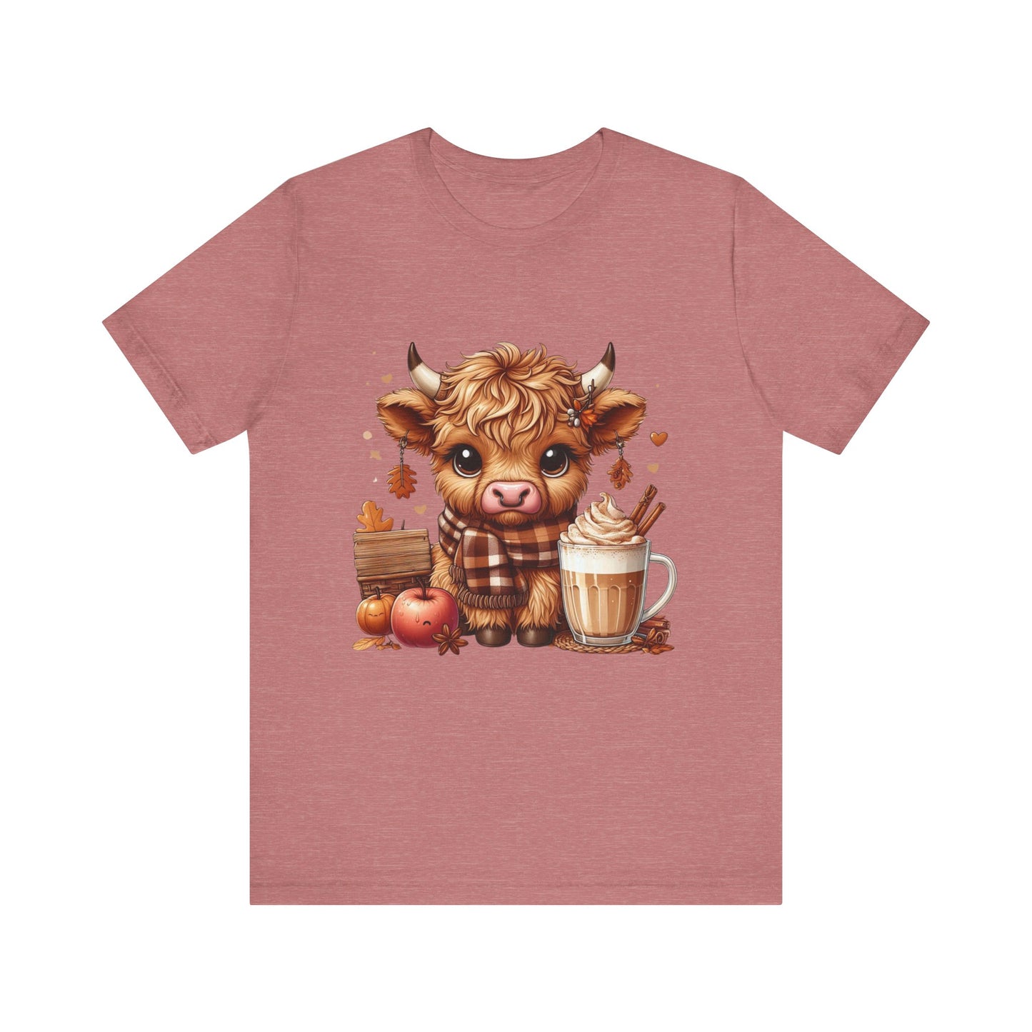 Cute Fall Highland Cow Tee Coffee Latte Pumpkins Apples T-Shirt Halloween Boho Vibes Fall Vibes Great Gift For Friend