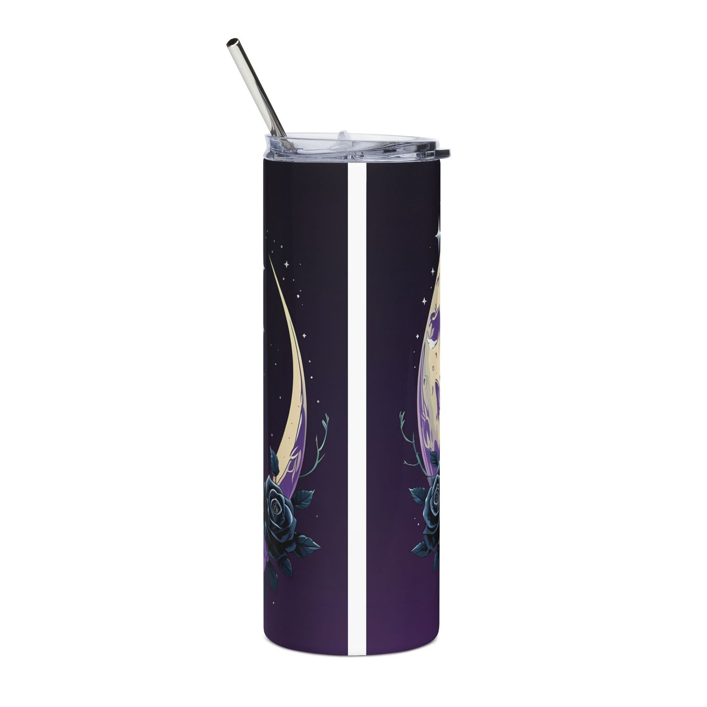 Black Cat Moon 20oz Stainless Steel Tumbler — Celestial Cat Travel Cup