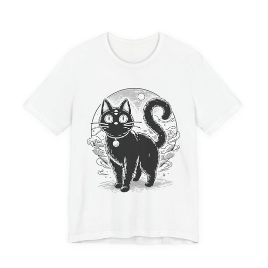 Black Cat Moon T‑Shirt — Cute Vintage Cat Graphic Tee