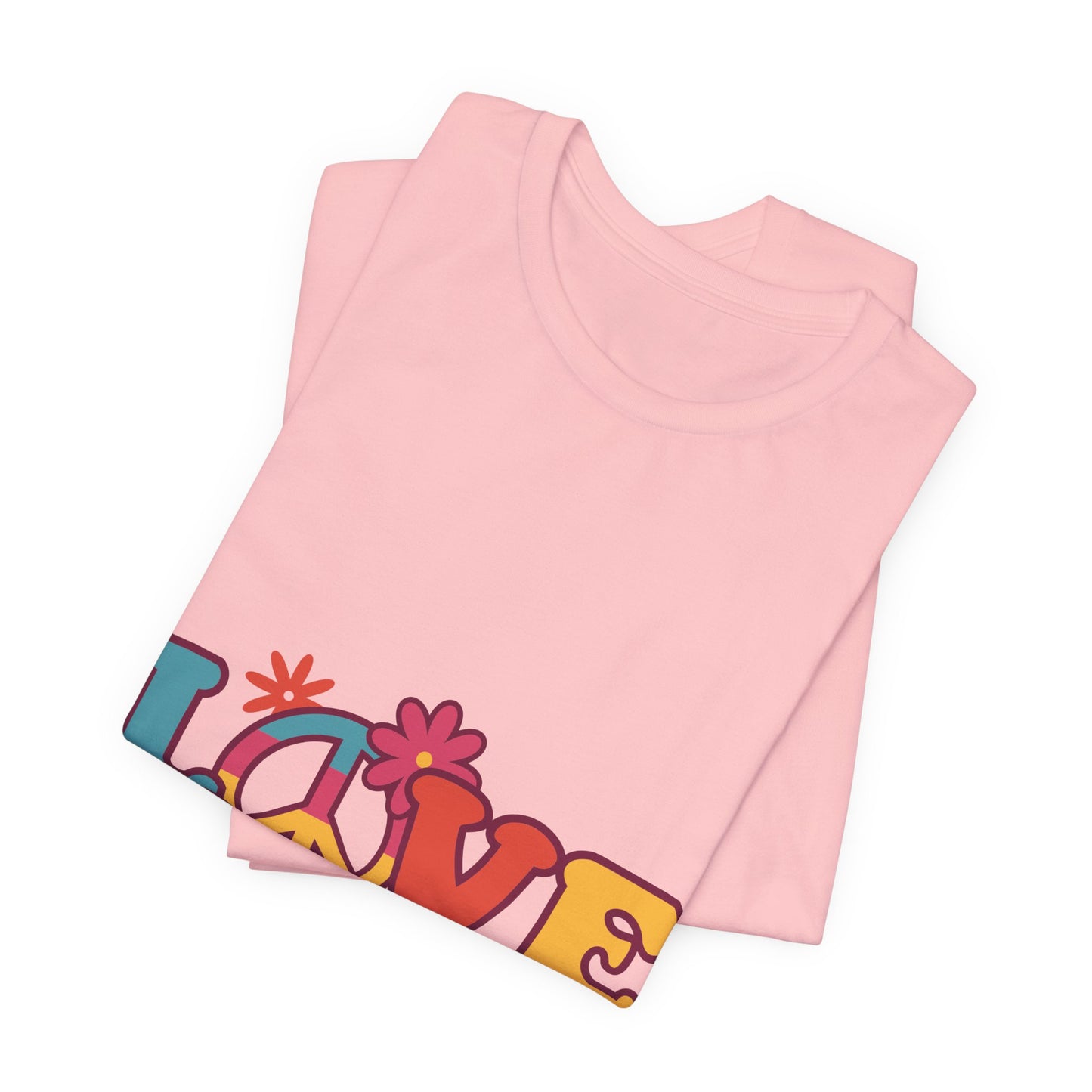 Love Retro Floral Tee — Peace Sign & Smiley Graphic T-Shirt