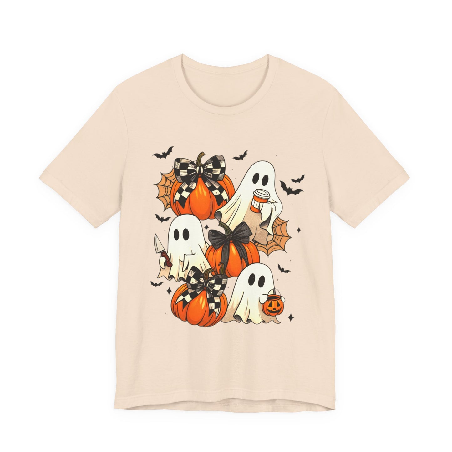 Halloween Pumpkin Tee Coquette Pumpkins and Bats Shirt Fall Witchy Vibes Spooky Bat Graphic Tee, Halloween Spooky Coquette Gift For Friend