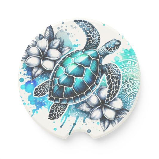 Artistic Turtle Car Coaster, Eco-Friendly Coaster, Unique Car Accessory, Turtle Decor, Gifts for Nature Lovers, Beach Decor