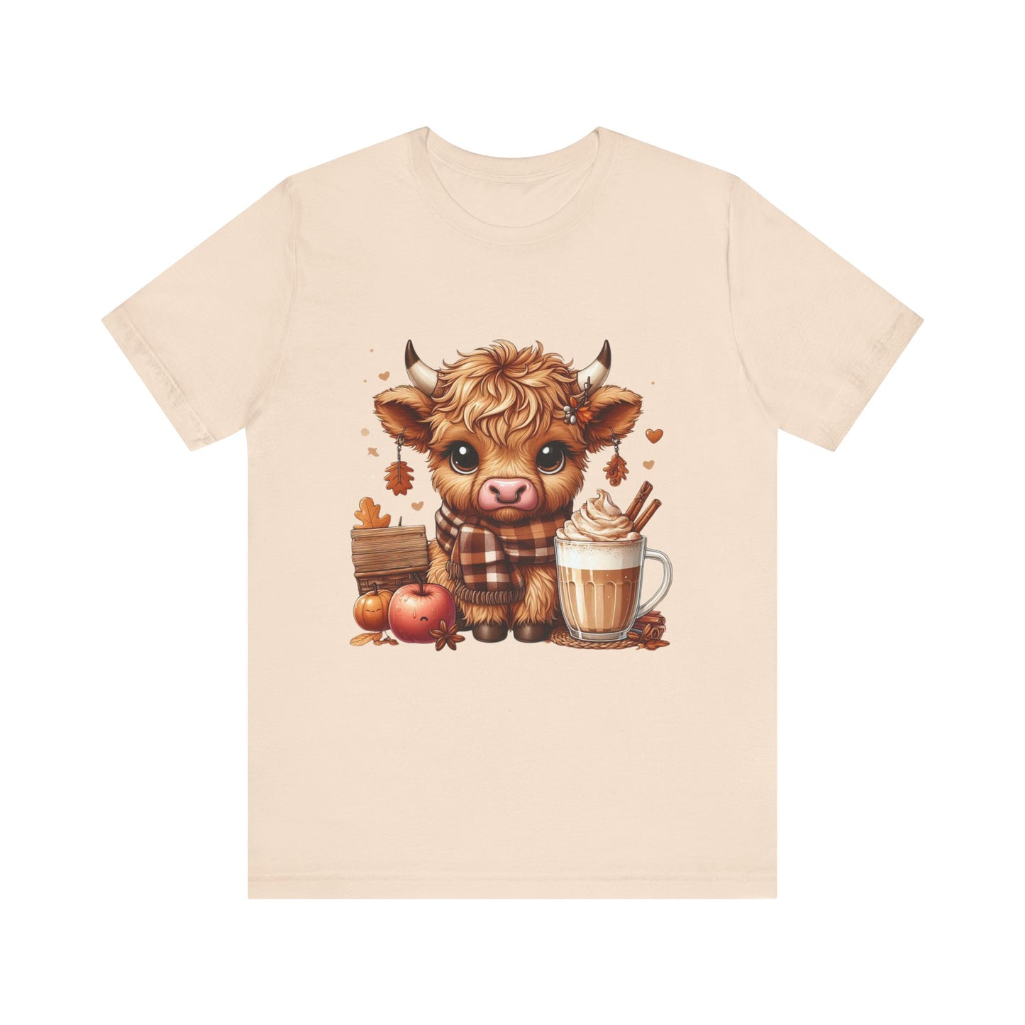 Cute Fall Highland Cow Tee Coffee Latte Pumpkins Apples T-Shirt Halloween Boho Vibes Fall Vibes Great Gift For Friend