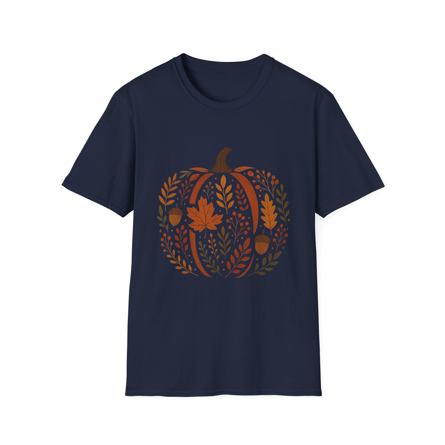 Chinoiserie Pumpkin T-Shirt, Fall Leaves Tee, Autumn Shirt, Halloween Top, Thanksgiving Gift, Unisex Softstyle